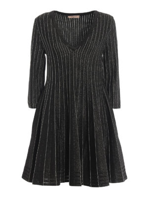 TWINSET: knee length dresses - Knitted lurex flared dress