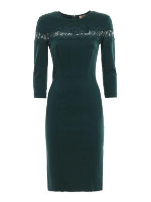 TWINSET: abiti al ginocchio - Abito aderente in maglina con pizzo