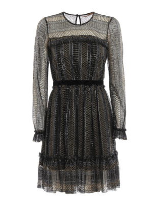 TWINSET: abiti al ginocchio - Abito in pizzo lurex con ruches