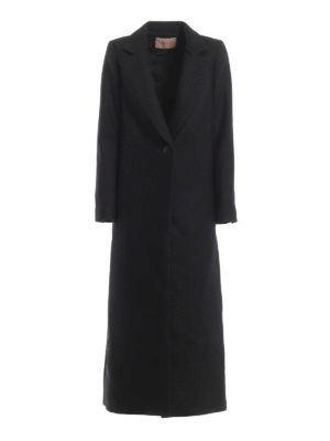 TWINSET: cappotti lunghi - Cappotto svasato in misto lana