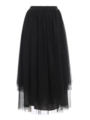 TWINSET: Gonne Lunghe - Gonna multistrato con stampa logo