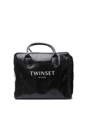 TWINSET: Borse da viaggio - Borsone Weekend in simil pelle lucido