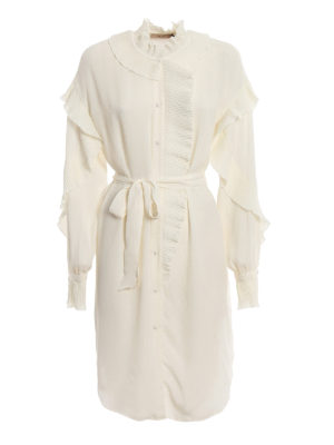 TWINSET: short dresses - Silk blend frilled dress