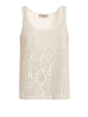 TWINSET: Tops y camisetas sin mangas - Top - Crema