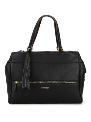 TWINSET: shopper - Shopper nera con lati espandibili