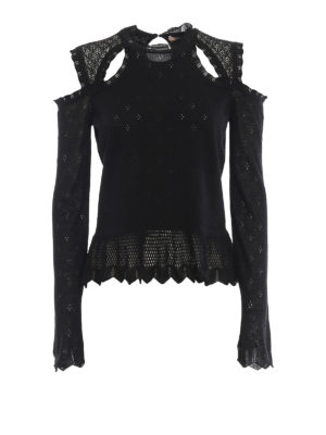 TWINSET: Turtlenecks & Polo necks - Cut out shoulder wool blend sweater