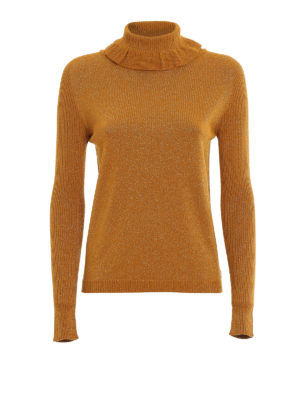 TWINSET: Turtlenecks & Polo necks - Gold lurex turtleneck
