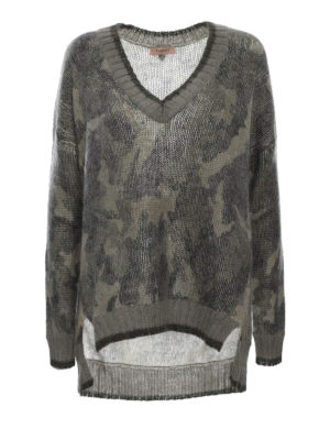 TWINSET: Strickpullover mit V-Ausschnitt - V-Pullover - Dunkelgrün