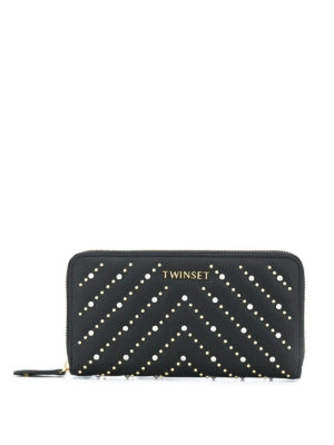 TWINSET: wallets & purses - Stud detailed zip around wallet