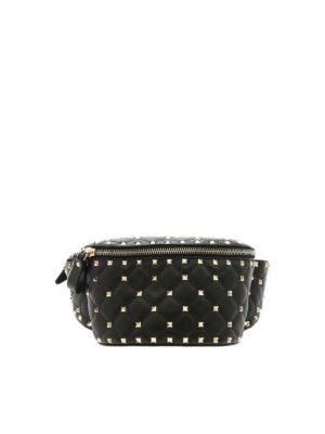 VALENTINO: belt bags - Rockstud Spike black fannypack
