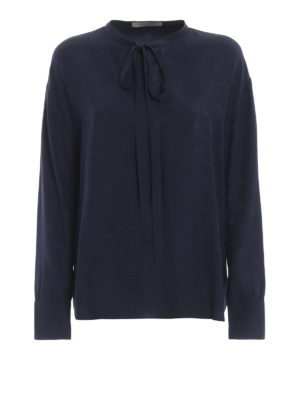 VALENTINO: bluse - Blusa in crepe envers satin con logo jacquard