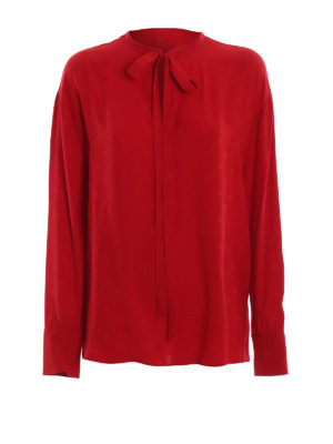 VALENTINO: bluse - Blusa in crepe envers satin con logo jacquard
