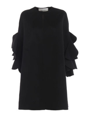 VALENTINO: Mantelle e poncho - Mantella nera in Compact Drap nera