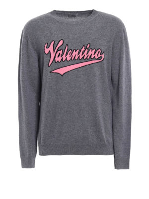 VALENTINO: maglia collo rotondo - Pull in lana con intarsio logo