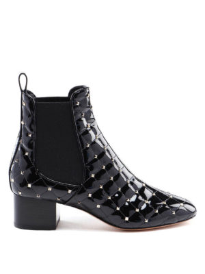 VALENTINO GARAVANI: ankle boots - Rockstud patent leather booties