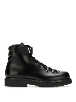 VALENTINO GARAVANI: tronchetti - Anfibi in pelle liscia VLTN con velcro