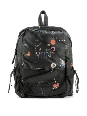 VALENTINO GARAVANI: zaini - Zaino in nylon nero con stampa Game