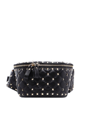 VALENTINO GARAVANI: belt bags - Rockstud Spike black belt bag