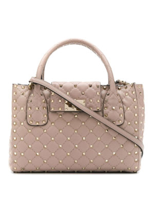 VALENTINO GARAVANI: bauletti - Borsa a mano in pelle con borchie all over