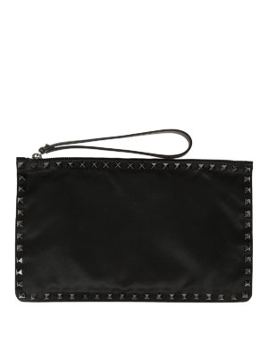 VALENTINO GARAVANI: pochette - Busta in tessuto tecnico e borchie