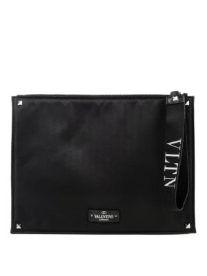 VALENTINO GARAVANI: pochette - Clutch VLTN in nylon e pelle