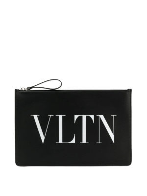 VALENTINO GARAVANI: pochette - Clutch in pelle con stampa VLTN