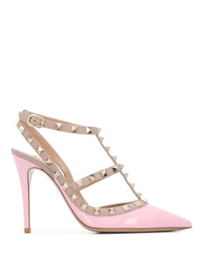 VALENTINO GARAVANI: scarpe décolleté - Decolleté bicolori Rockstud in pelle lucida