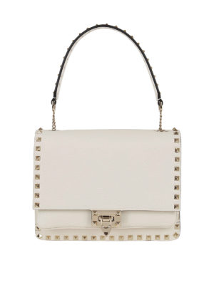 VALENTINO GARAVANI: cross body bags - Rockstud ivory leather bag