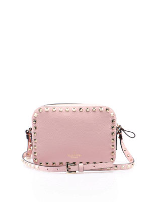 VALENTINO GARAVANI: borse a tracolla - Borsa a tracolla Rockstud in pelle rosa