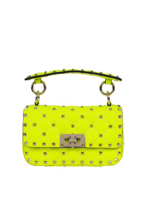 VALENTINO GARAVANI: cross body bags - Rockstud Spike pink neon mini bag