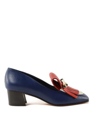 VALENTINO GARAVANI: Mocassini e slippers - Mocassini blu in pelle con frangia