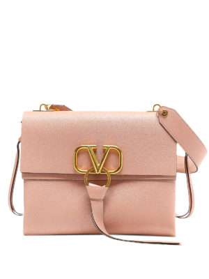 VALENTINO GARAVANI: shoulder bags - Medium V-ring leather shoulder bag