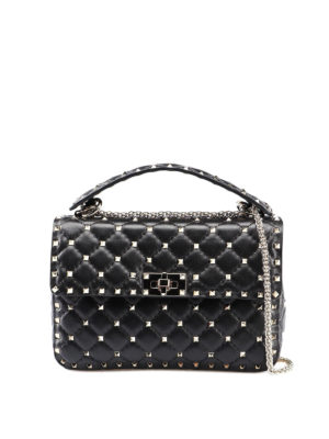 VALENTINO GARAVANI: borse a spalla - Borsa media Rockstud Spike nera