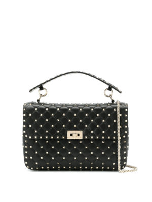 VALENTINO GARAVANI: borse a spalla - Borsa Rockstud Spike grande nera in nappa