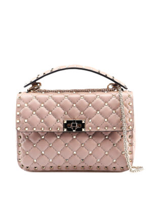 VALENTINO GARAVANI: borse a spalla - Borsa media Rockstud Spike poudre
