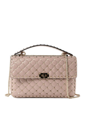 VALENTINO GARAVANI: borse a spalla - Borsa Rockstud Spike in nappa color cipria
