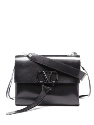 VALENTINO GARAVANI: shoulder bags - VRing black leather shoulder bag