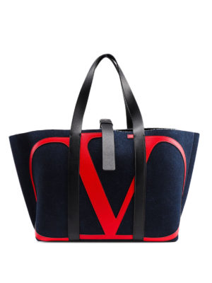 VALENTINO GARAVANI: shopper - Shopper in denim con V Logo