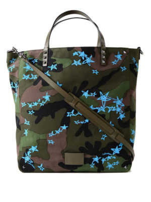 VALENTINO GARAVANI: shopper - Shopper Zandra camou e azzurro