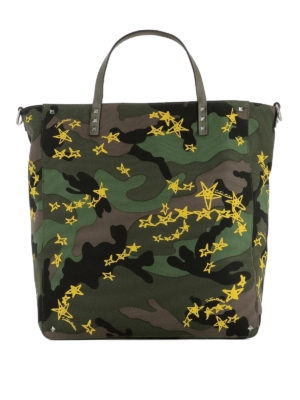 VALENTINO GARAVANI: shopper - Shopper Zandra camouflage e giallo