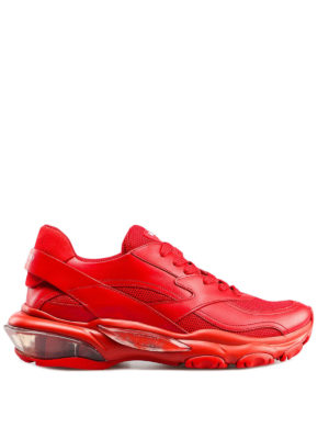 VALENTINO GARAVANI: sneakers - Sneaker Bounce rosse in pelle