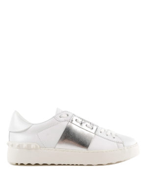 VALENTINO GARAVANI: sneakers - Sneaker Open in pelle con banda argentata