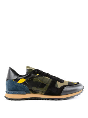 VALENTINO GARAVANI: sneakers - Sneaker Rockrunner Camouflage suede bicolor