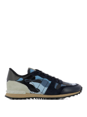 VALENTINO GARAVANI: sneakers - Sneaker Rockrunner camouflage color blu scuro