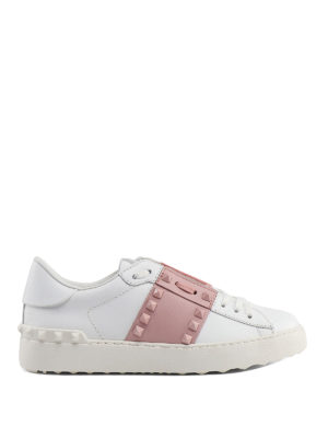 VALENTINO GARAVANI: sneakers - Sneaker Rockstud Untitled bianche e rosa