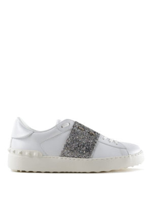VALENTINO GARAVANI: sneakers - Sneaker Open con banda glitter argento