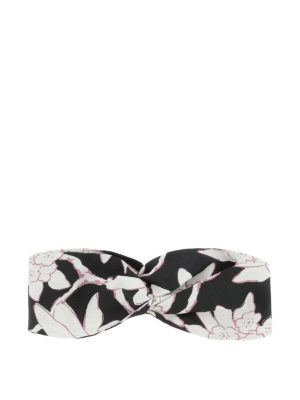 VALENTINO: accessori per capelli - Fascia in seta stampa Rododendro