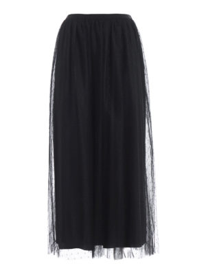 VALENTINO: Gonne Lunghe - Gonna nera plissé in tulle point d'esprit