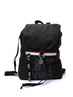 VALENTINO RED: zaini - Zaino in nylon nero con scritta glitterata