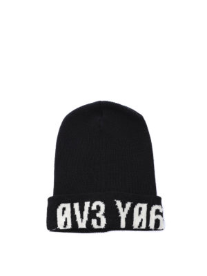 VALENTINO RED: berretti - Berretto in lana con intarsio Love You